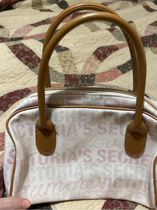 Victoria's Secret Handbags - Victoria's Secret Pink and Tan Logo Dome Satchel